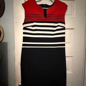 Chic Red and Black Striped Dress
